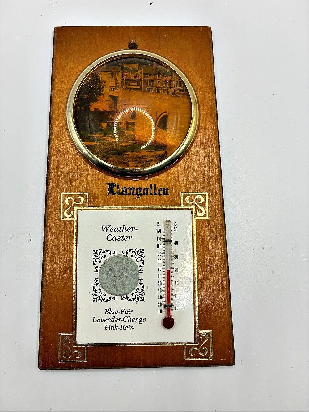 Weather Caster Wood Wall Weather Station Decor, Brown & Gold